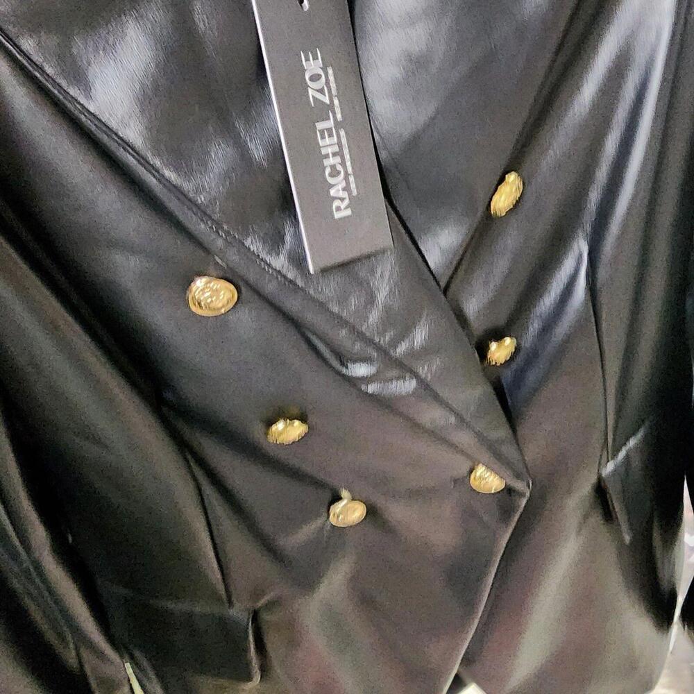 NWT Rachel Zoe Faux Leather double breasted looking open blazer jacket m Hanging - Picture 4 of 5